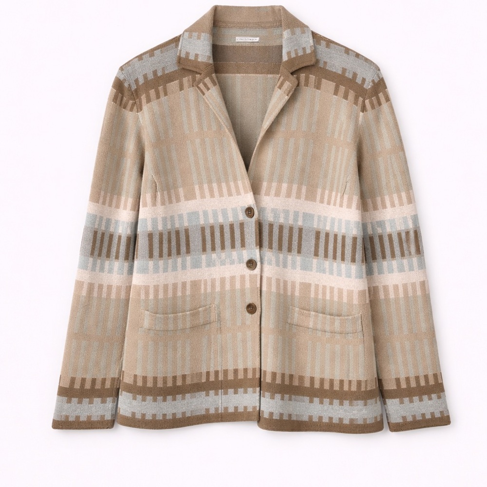 Pendleton Linen-Cotton Patterned Cardigan Blazer … - image 1